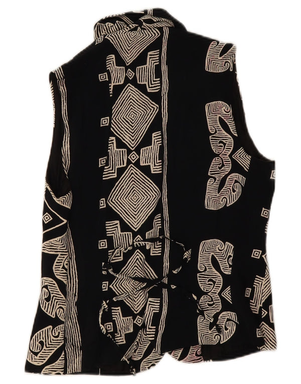 Colete feminino vintage UK 8 pequeno preto geométrico