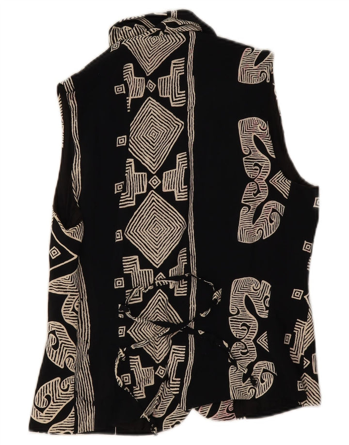 Colete feminino vintage UK 8 pequeno preto geométrico