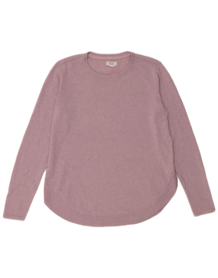 Suéter feminino de grandes dimensões com gola redonda Fat Face Reino Unido 10 pequeno roxo