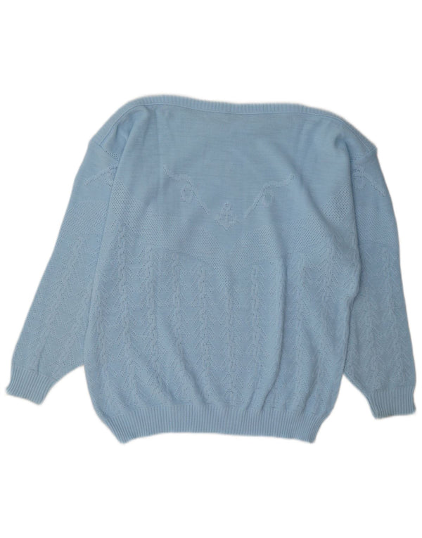 Suéter feminino C&A com ajuste regular e gola canoa EU 46 XL azul geométrico