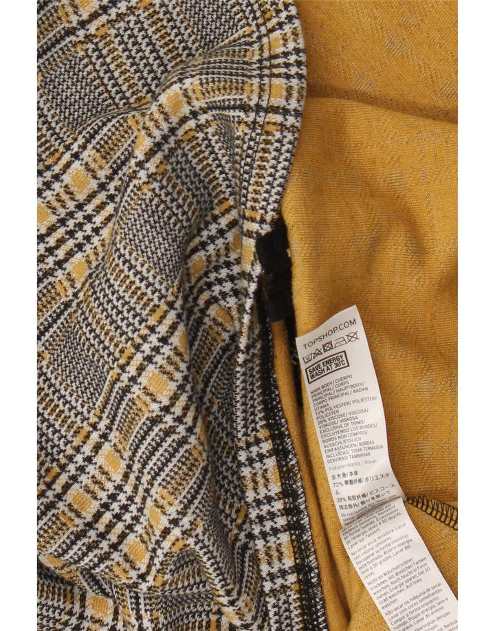 Mini saia feminina Topshop Reino Unido 8 pequena W28 poliéster xadrez cinza