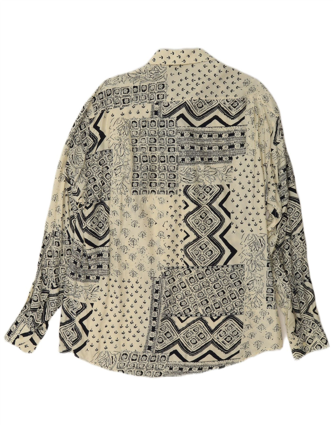 Camisa masculina Ferrone grande off white patchwork viscose