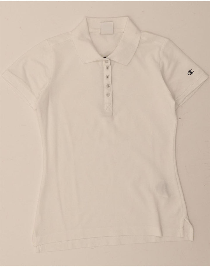CHAMPION Womens Polo Shirt UK 6 XS White Cotton Vintage Champion and Second-Hand Champion from Messina Hembry 