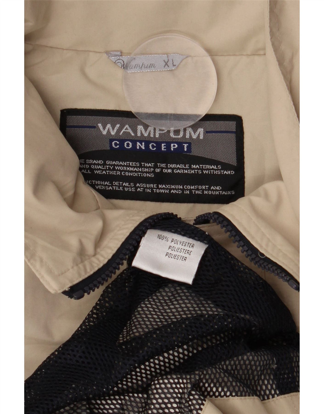Jaqueta de chuva masculina WAMPUM com capuz UK 42 XL poliéster bege