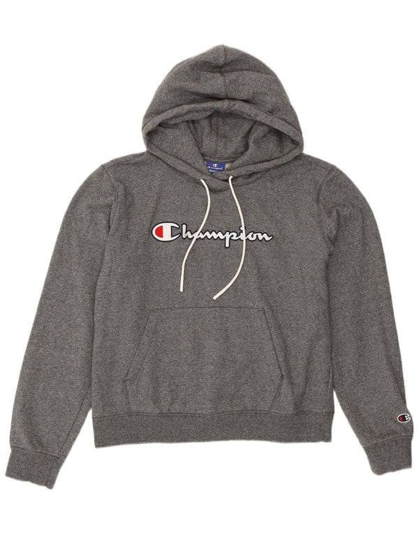 Jumper feminino com capuz gráfico Champion UK 12 cinza médio manchado
