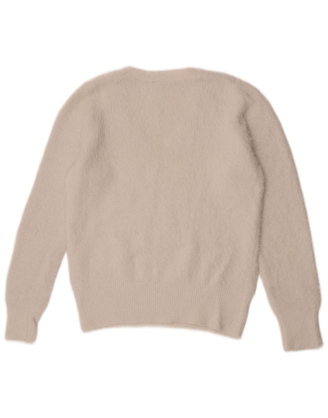 Suéter feminino Marks & Spencer com decote em V UK 12 Médio Off White