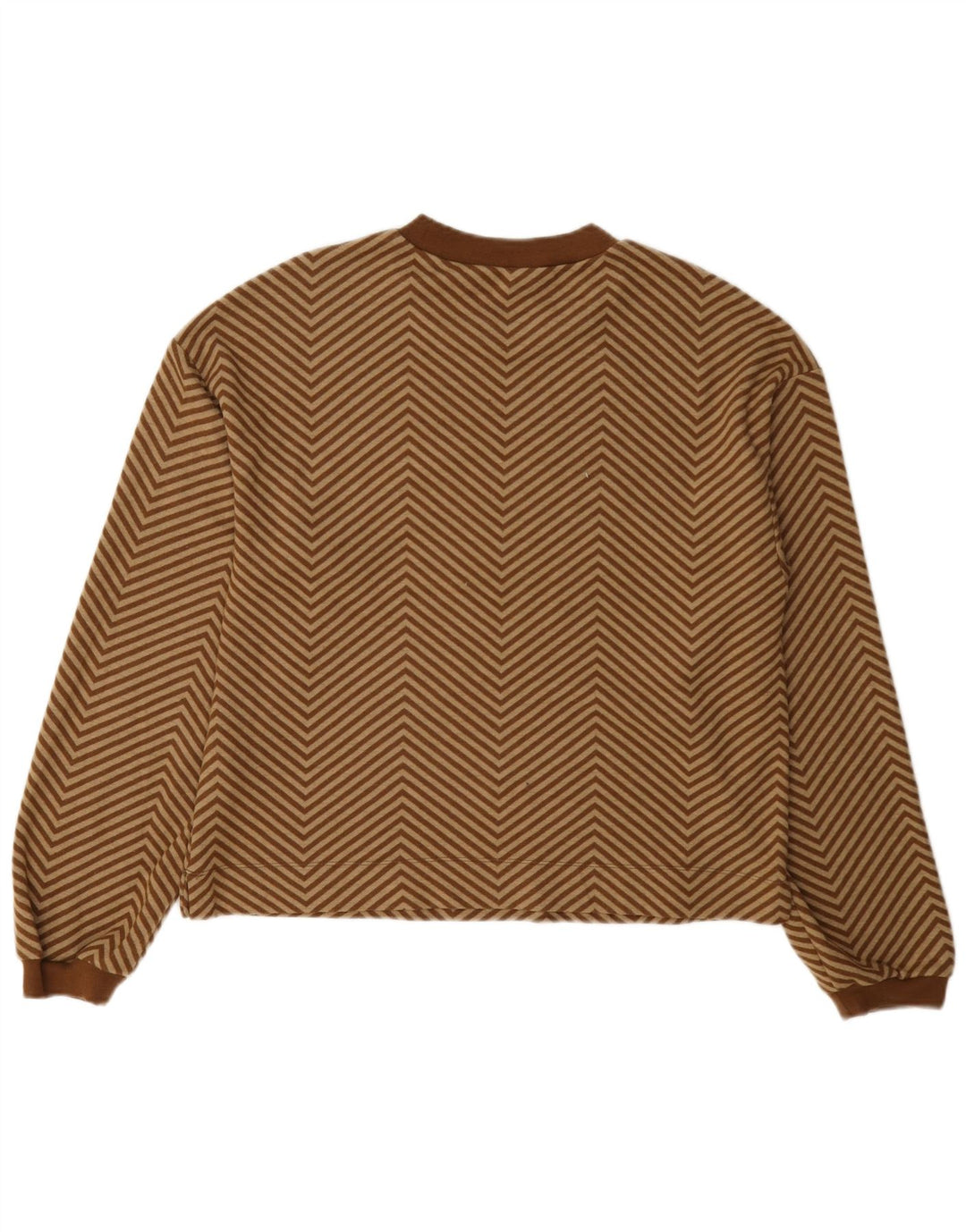 Suéter feminino Marks & Spencer com gola redonda Reino Unido 12 médio marrom Chevron