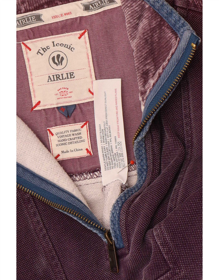 Fat Face Masculino Zip Neck Moletom Jumper Médio Algodão Roxo
