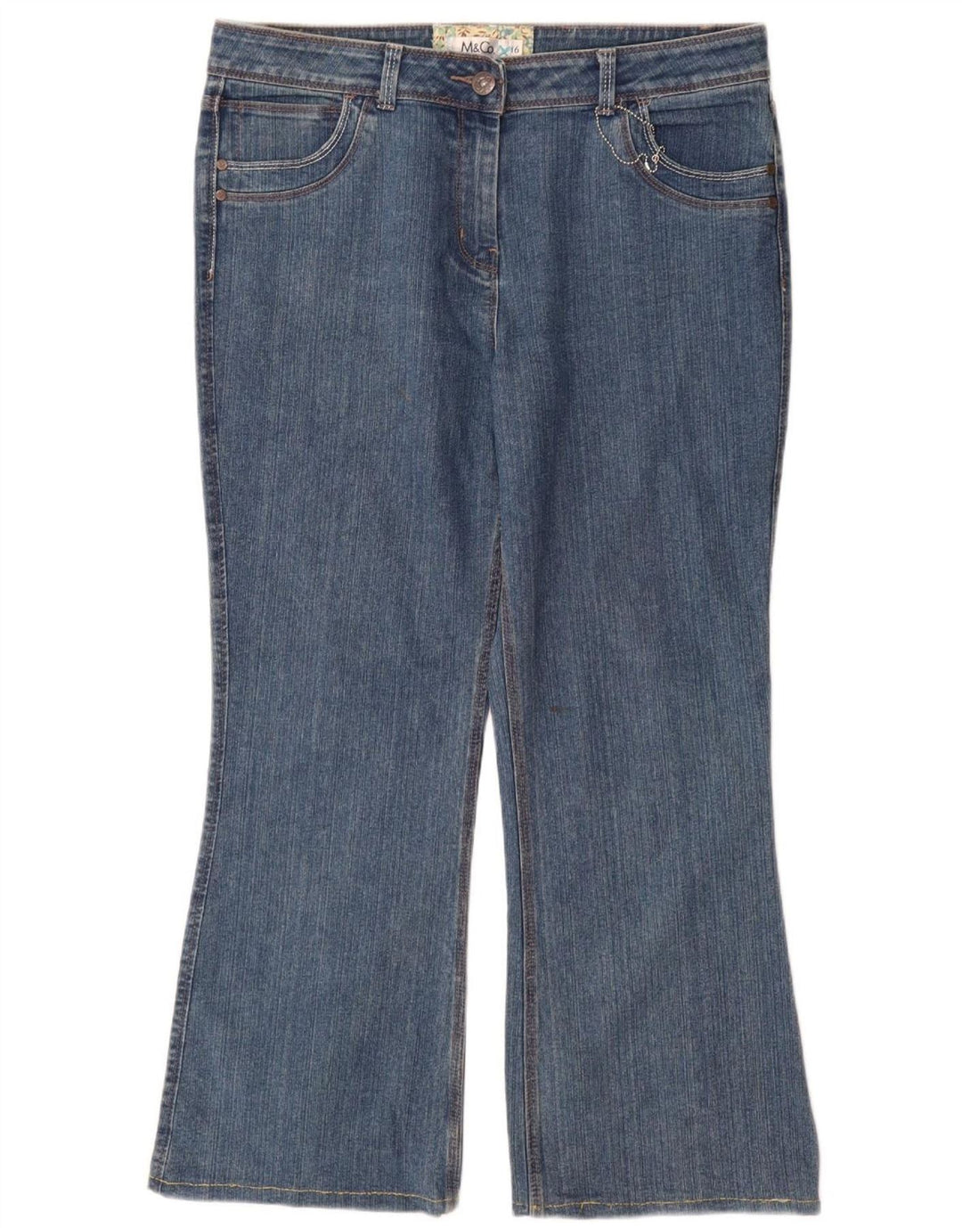 M&Co Jeans Bootcut Feminino Reino Unido 16 Grande W34 L29 Azul Algodão