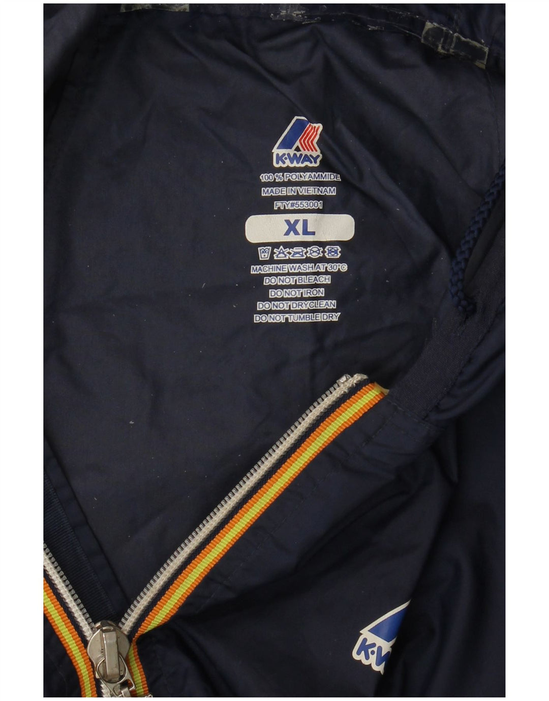 Jaqueta de chuva masculina com capuz K-Way UK 42 XL azul marinho poliamida