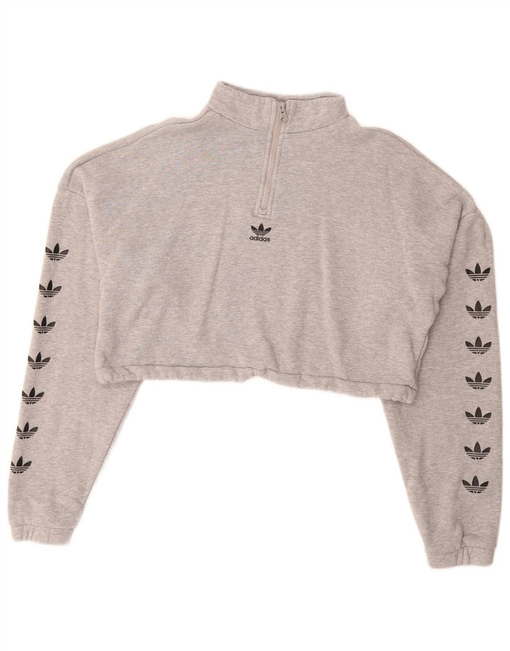 Adidas feminino oversized gráfico moletom jumper reino unido 10 pequeno cinza manchado