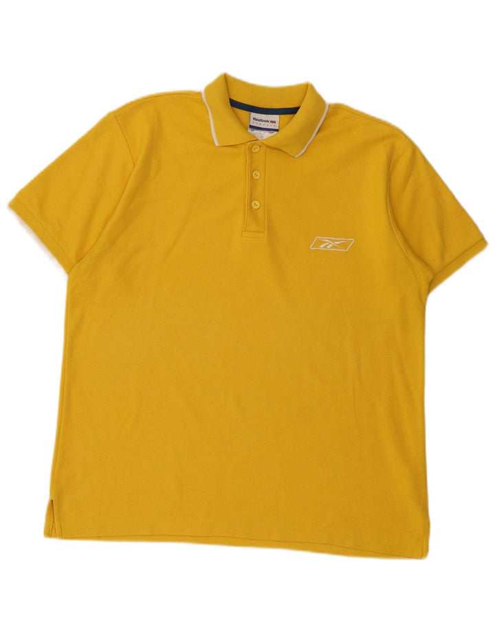 Reebok Mens Classic Polo Camisa Médio Algodão Amarelo