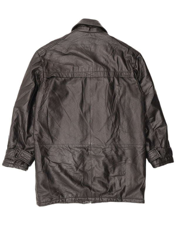 Casaco de couro masculino vintage IT 48 couro preto médio