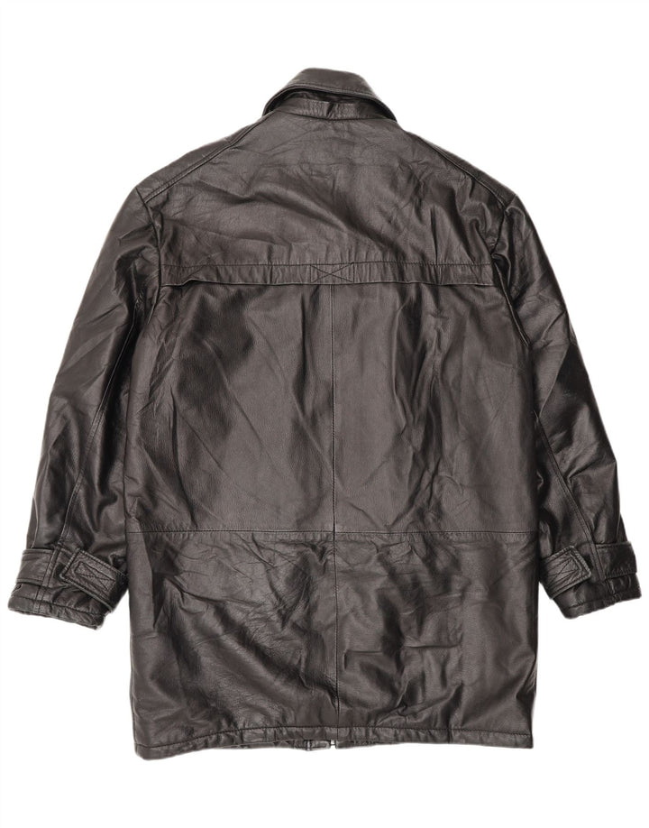 Casaco de couro masculino vintage IT 48 couro preto médio