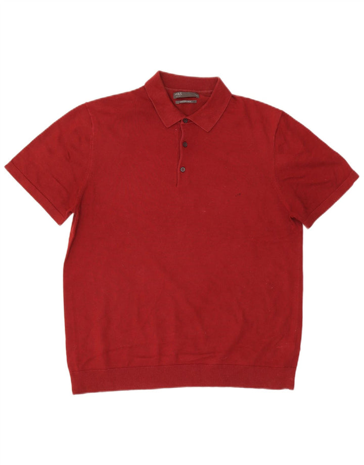 Camisa pólo masculina Marks & Spencer grande algodão vermelho