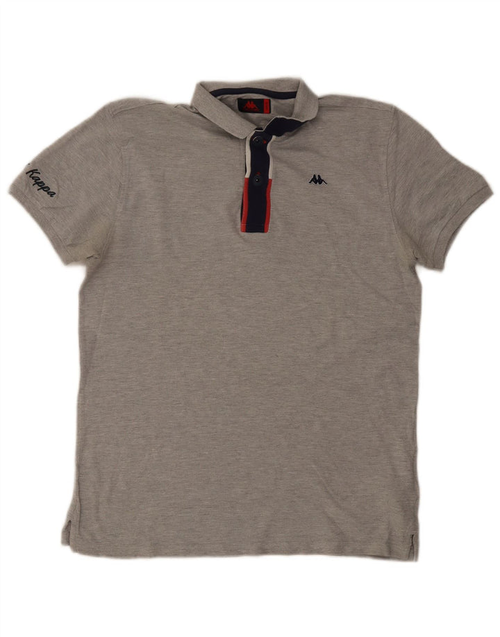Camisa polo masculina Kappa grande cinza colorblock algodão