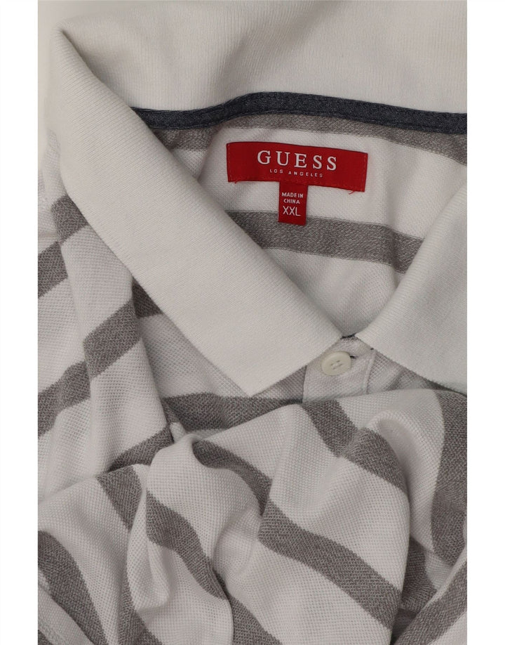 Camisa polo masculina Guess 2XL listrada branca