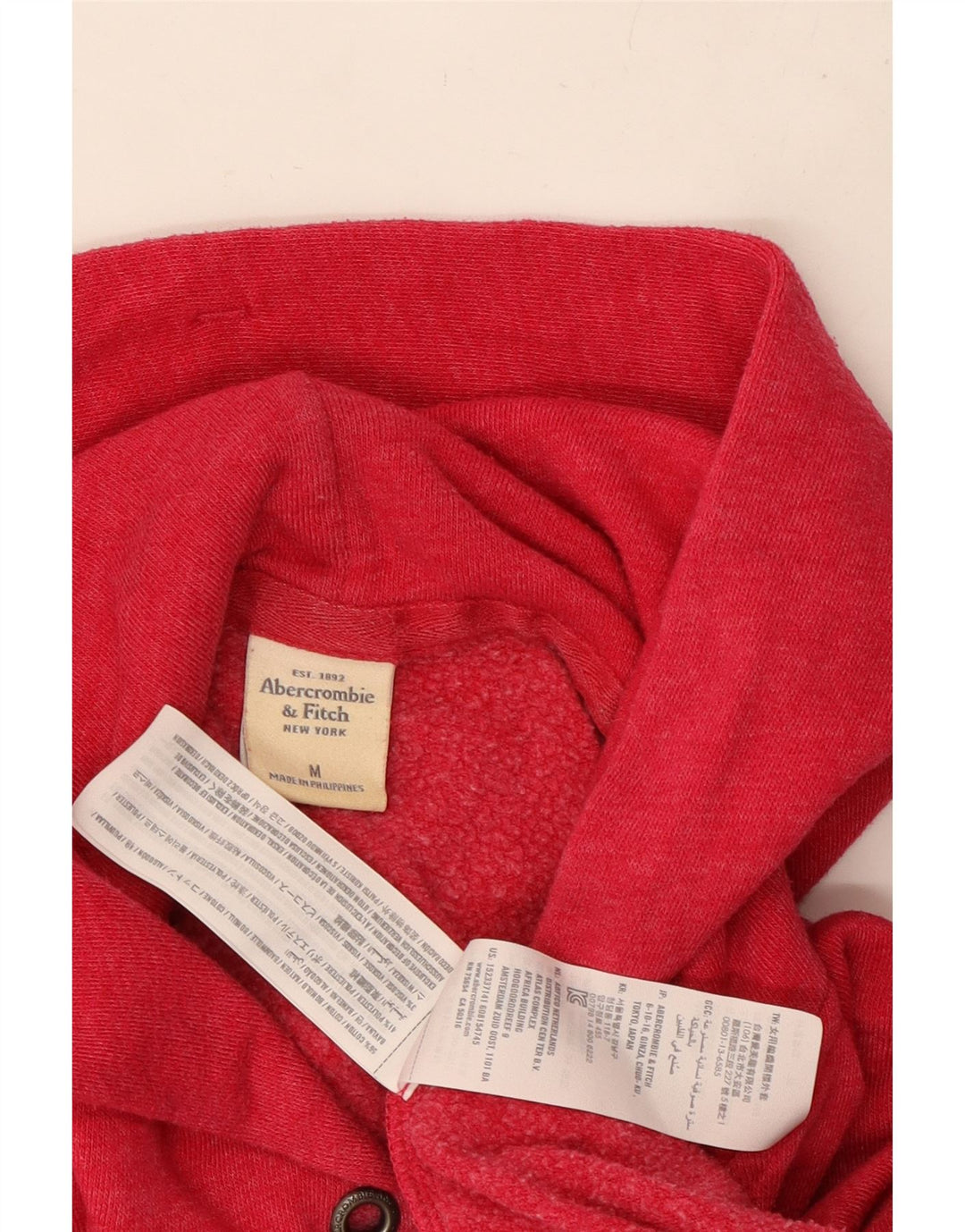 Suéter feminino com capuz e zíper ABERCROMBIE & FITCH UK 14 rosa médio