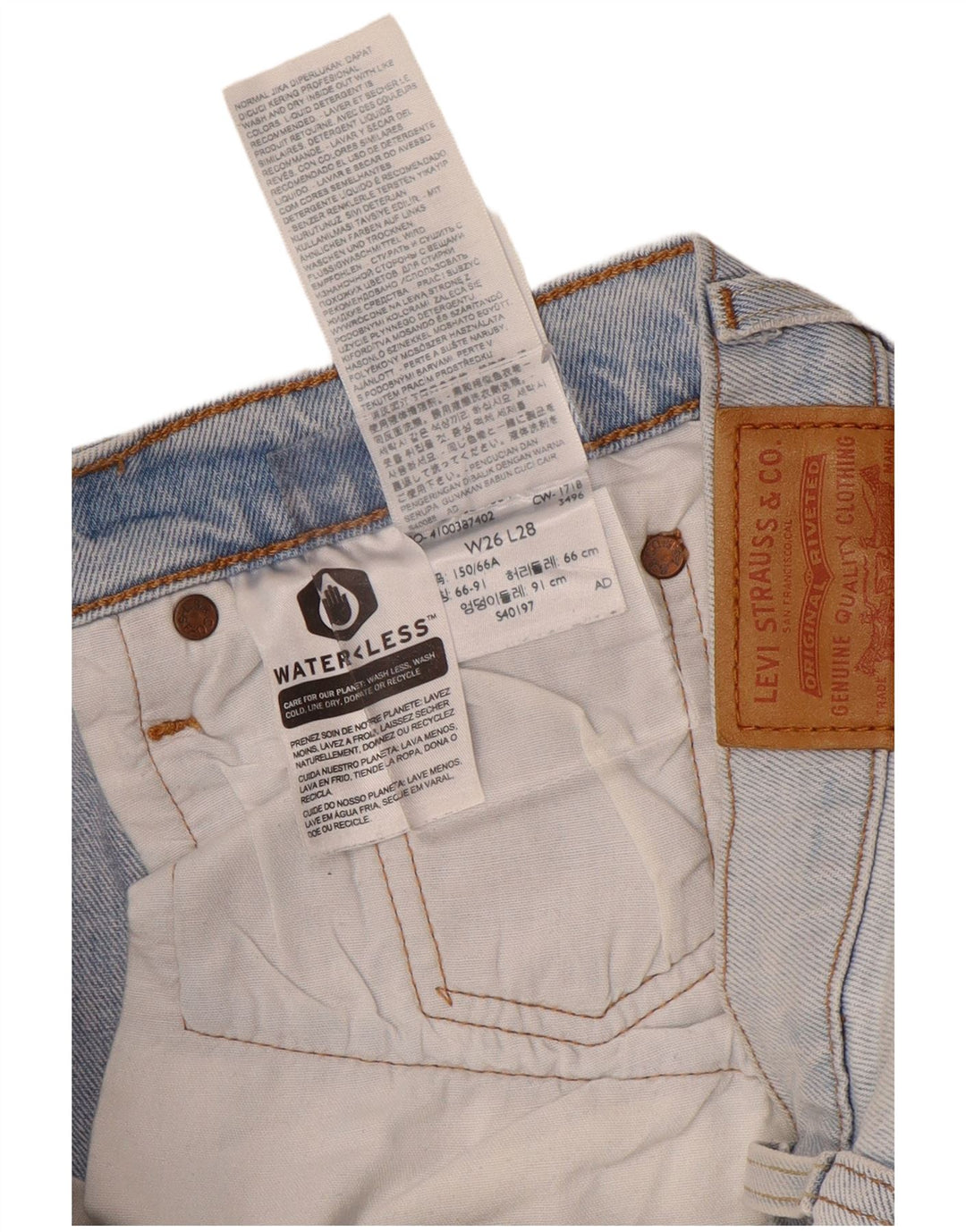 Calça jeans feminina Levi's 501 Straight W26 L28 azul algodão