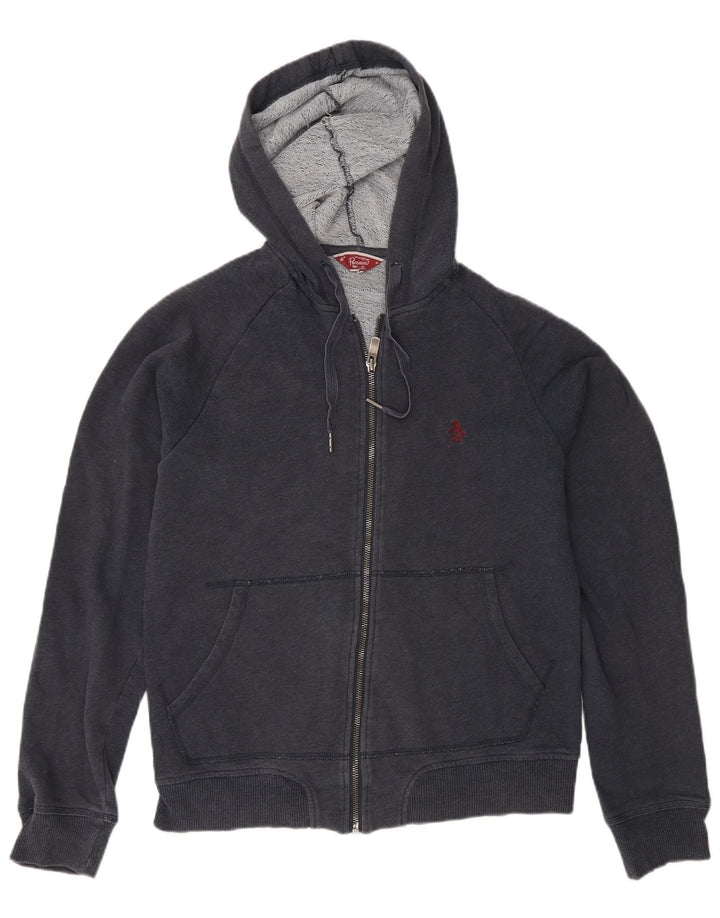 Suéter masculino Penguin com capuz e zíper médio azul marinho