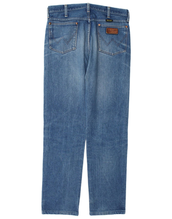 Wrangler Mens Straight Jeans W32 L31 Azul Algodão