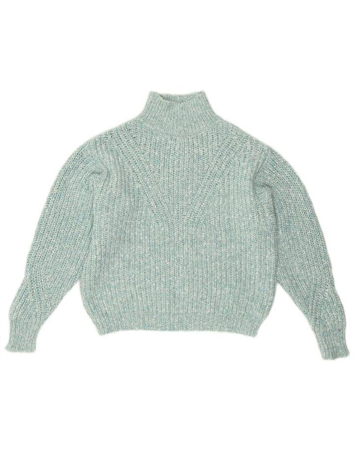 Suéter feminino Marks & Spencer com gola tartaruga Reino Unido 10 pequeno turquesa