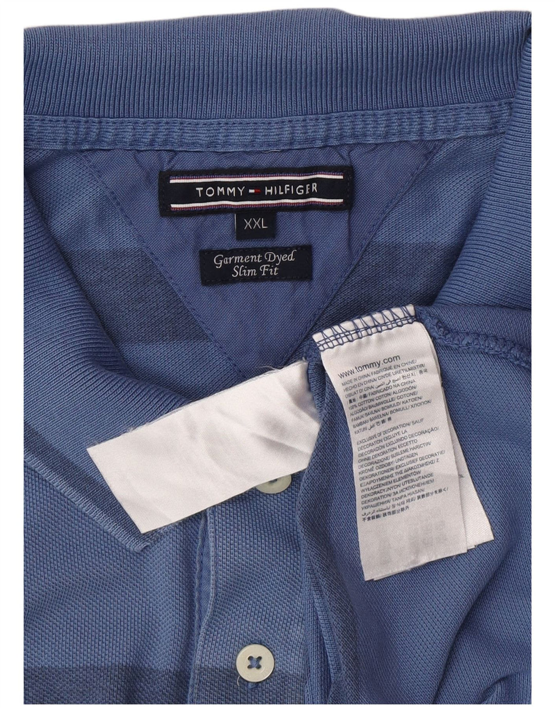 Camisa polo masculina TOMMY HILFIGER Slim Fit 2XL algodão listrado azul
