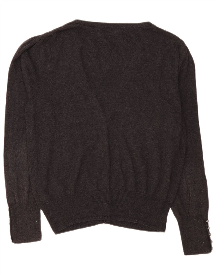 Suéter cardigã feminino MARKS & SPENCER Reino Unido 16 grande viscose cinza