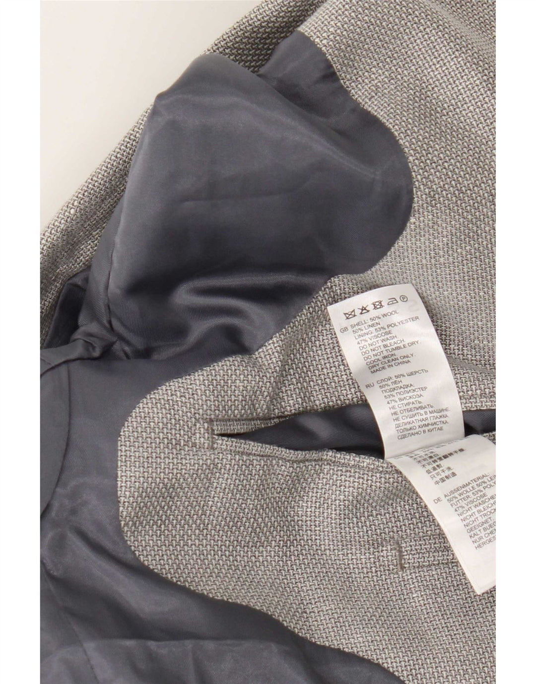Jaqueta Blazer Masculina Reiss com 2 Botões Reino Unido 38 Lã Cinza Médio