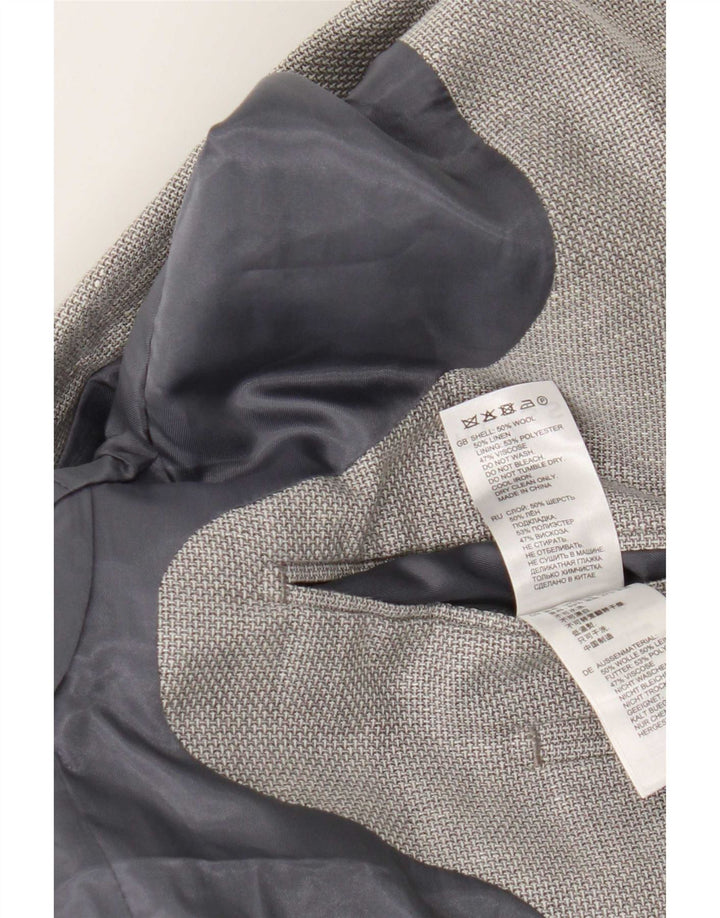 Jaqueta Blazer Masculina Reiss com 2 Botões Reino Unido 38 Lã Cinza Médio