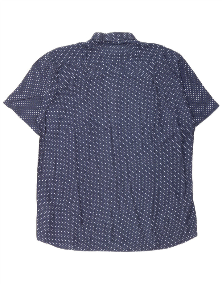 Camisa masculina Cassera de manga curta para fim de semana tamanho 39 azul marinho médio manchado