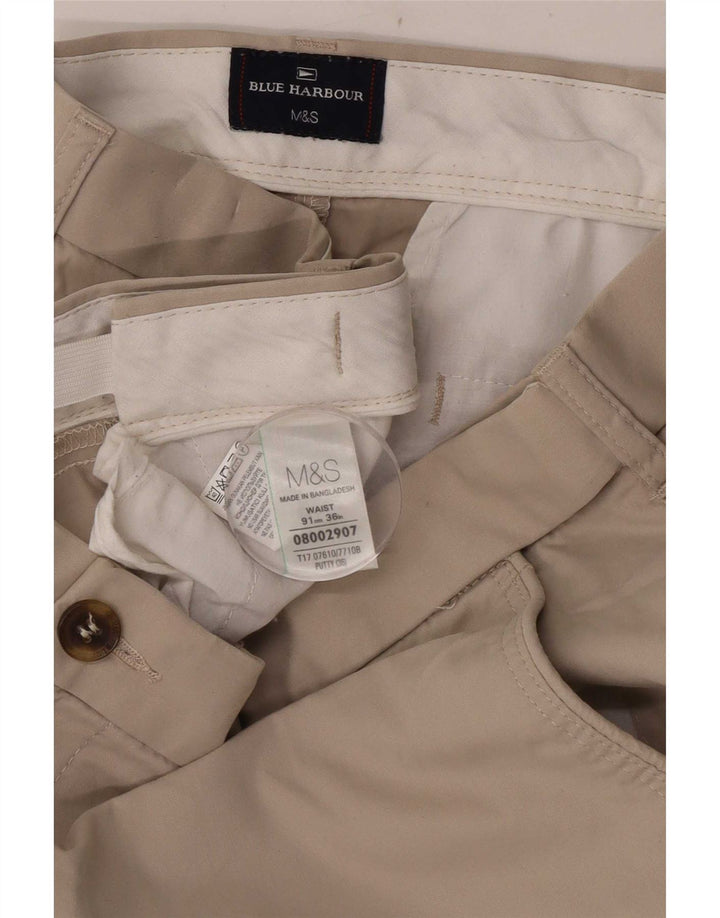 Shorts masculino Marks & Spencer Blue Harbor Chino W36 grande algodão bege