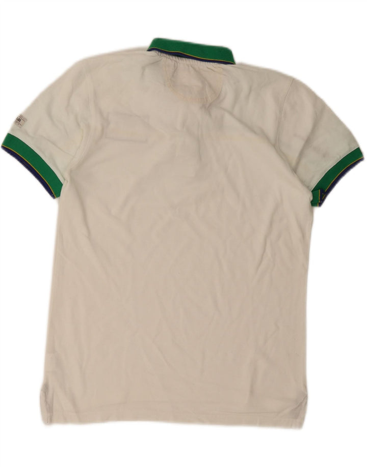 Camisa polo masculina Slam com estampa gráfica pequena de algodão colorido branco