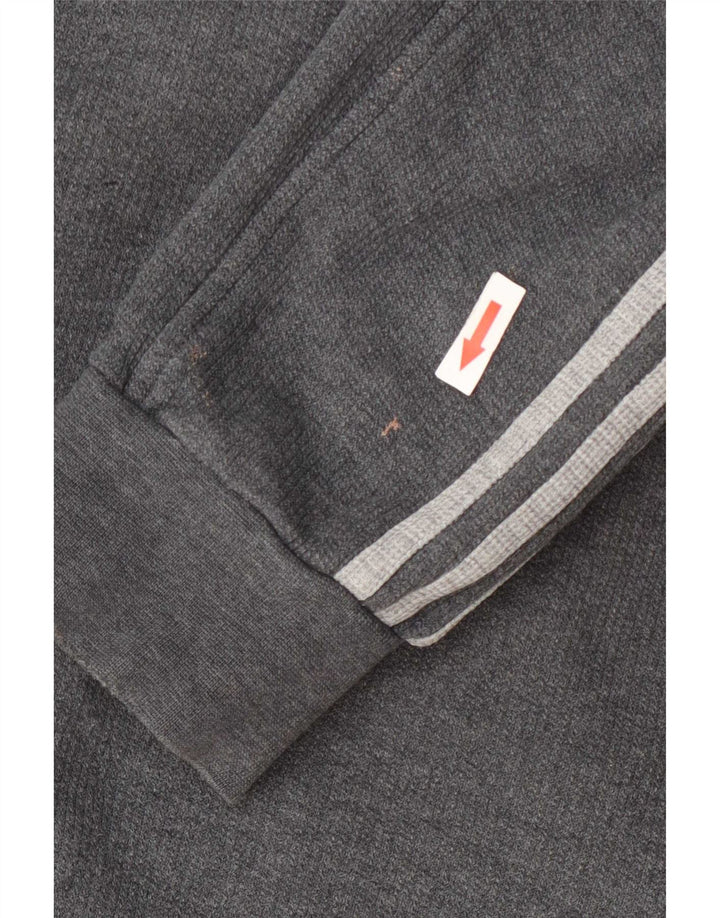 Adidas masculino zip moletom com capuz médio algodão cinza