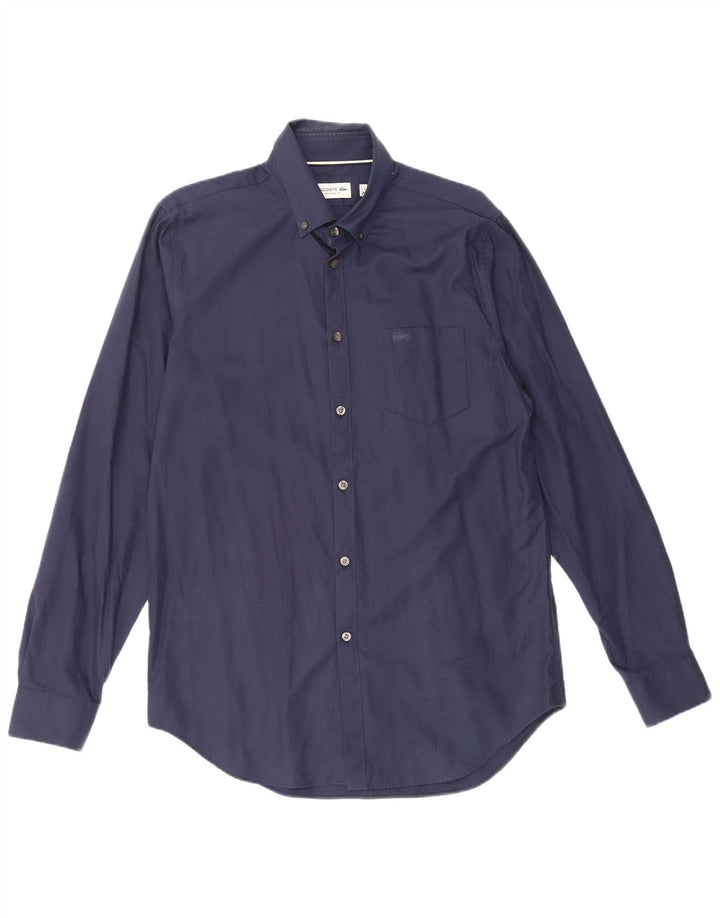 Camisa masculina Lacoste Regular Fit tamanho 40 15 1/2 médio azul marinho algodão