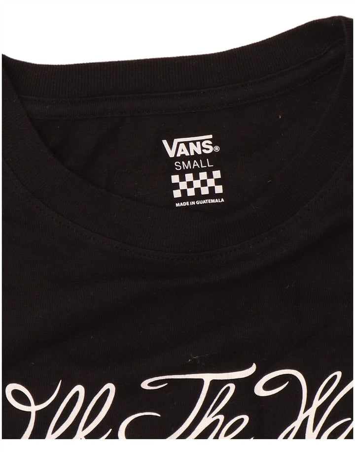 VANS Womens Graphic Top Manga Longa Reino Unido 10 Pequeno Preto