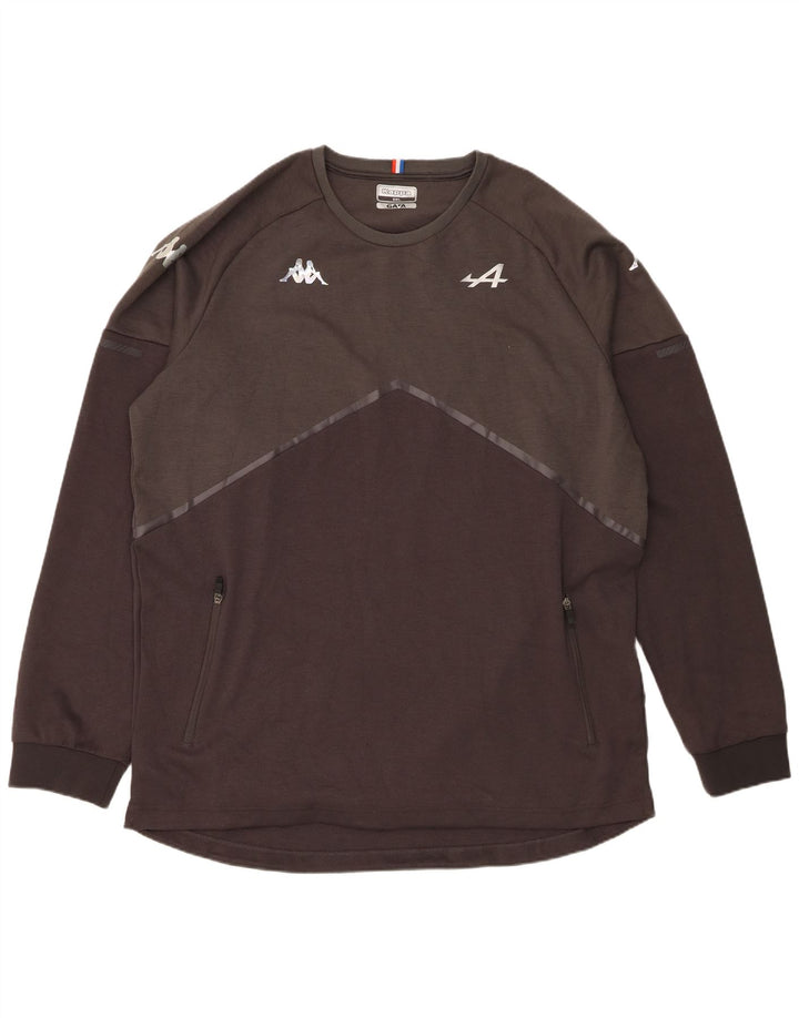 Kappa Mens Graphic Top Manga Longa 5XL Cinza Poliéster