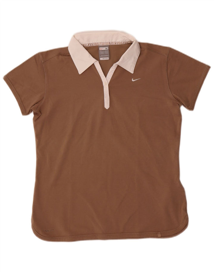 Camisa polo feminina Nike UK 10/12 algodão marrom médio