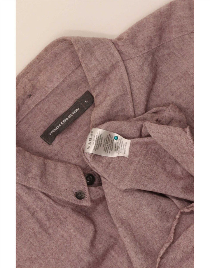 Camisa masculina French Connection grande algodão rosa