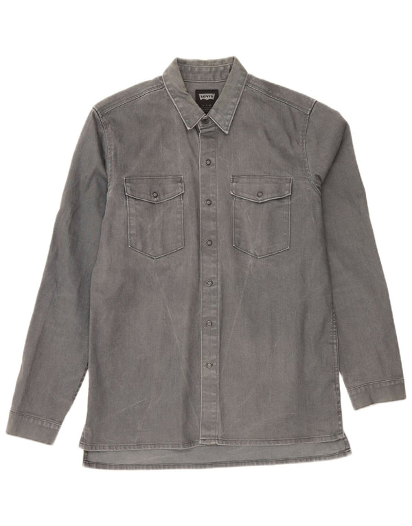 Camisa jeans masculina Levi's pequena cinza algodão