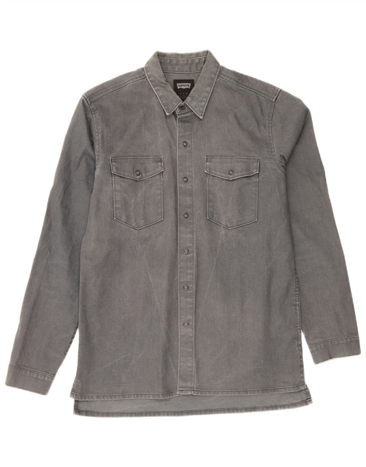 Camisa jeans masculina Levi's pequena cinza algodão