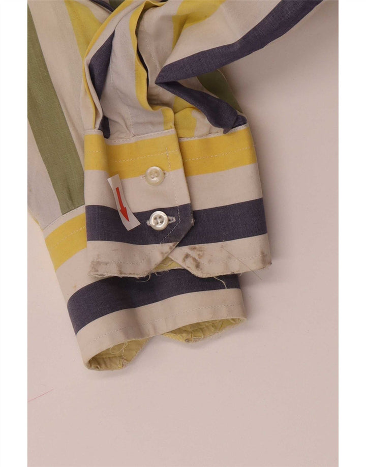 Camisa masculina vintage grande listrada multicolorida