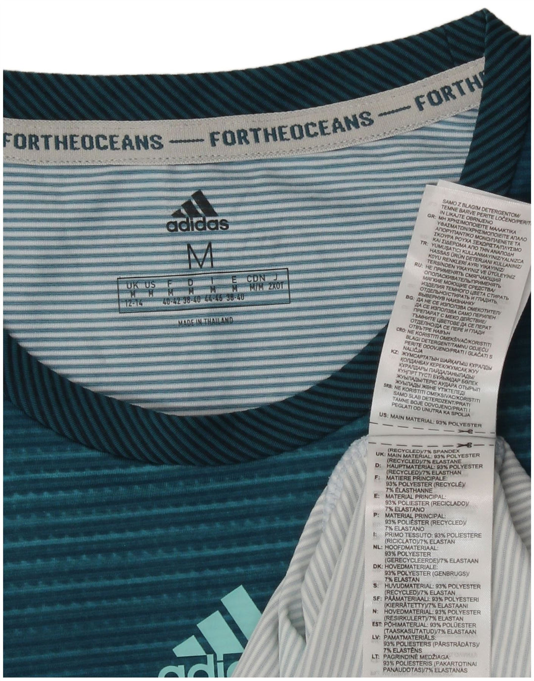 Adidas Womens Vest Top UK 12/14 Médio Azul Listrado Poliéster
