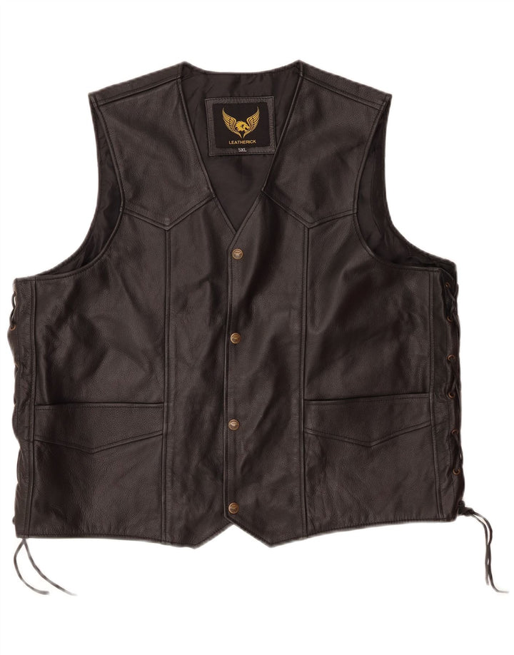 Colete de couro masculino VINTAGE UK 50 5XL couro preto