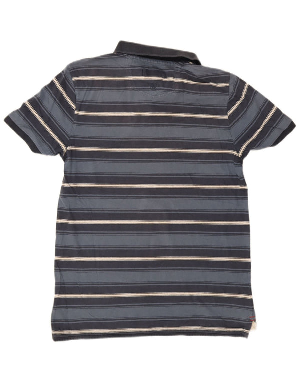 Fat Face Mens Polo Shirt Medium Navy Blue Striped Cotton