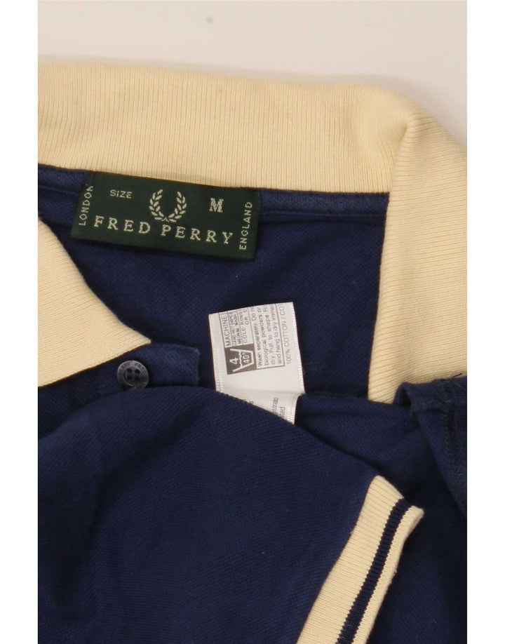 Camisa polo masculina Fred Perry médio azul marinho algodão colorblock