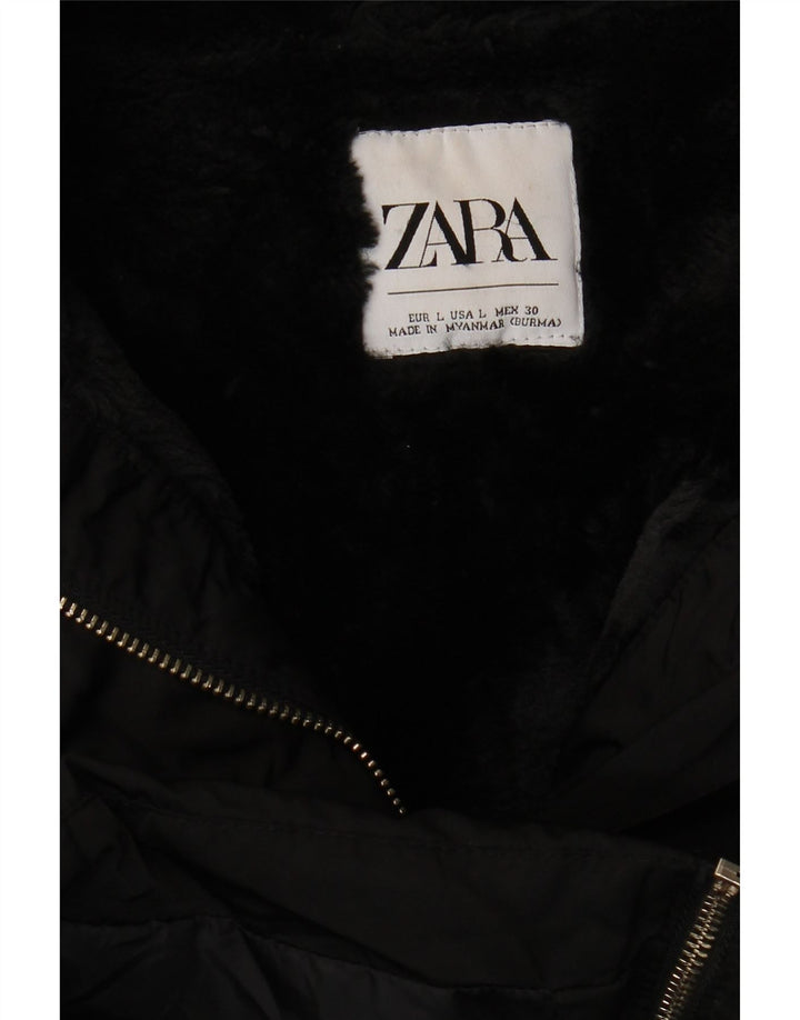 Casaco acolchoado feminino Zara Reino Unido 16 grande preto