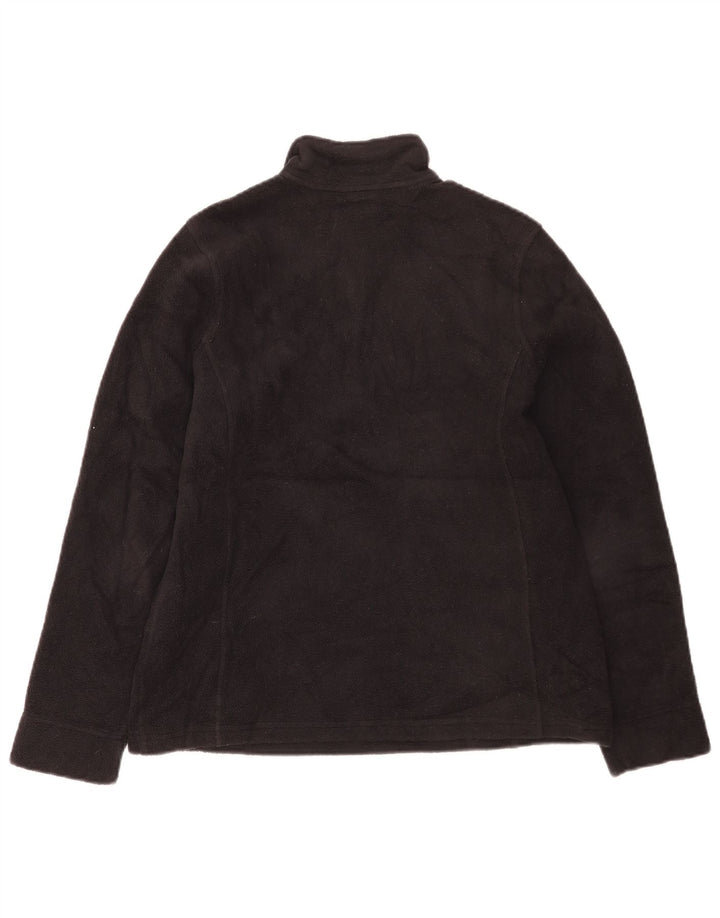 L.L.Bean Suéter feminino de lã com zíper e gola UK 10 pequeno poliéster preto