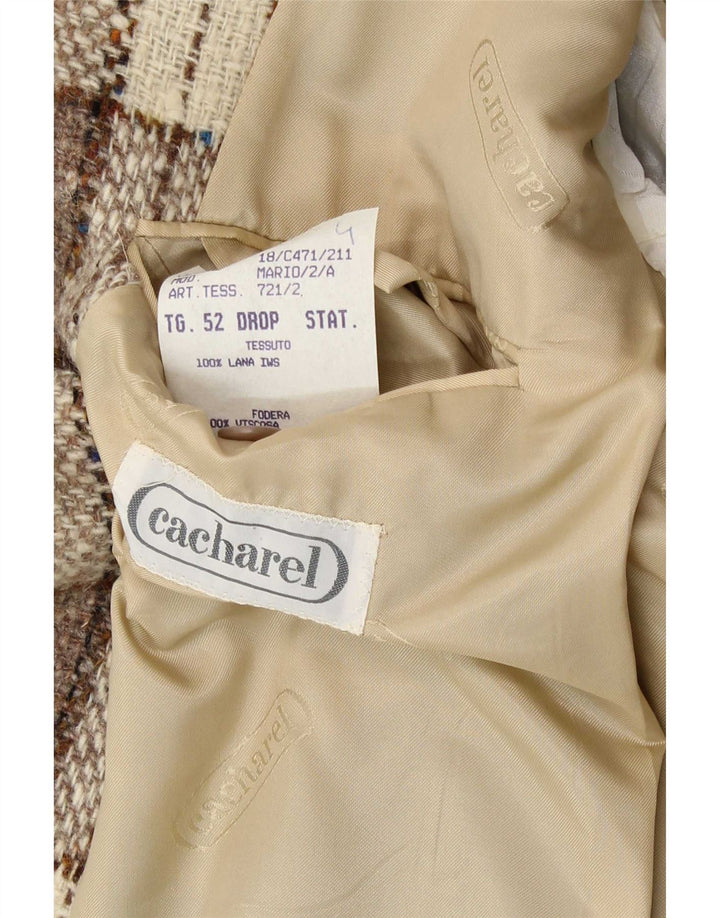 Jaqueta Blazer Masculina Cacharel com 2 Botões IT 52 XL Lã Xadrez Bege