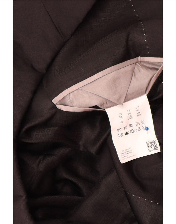 Jaqueta Blazer Masculina Hugo Boss com 2 Botões EU 56 3XL Lã Virgem Preta